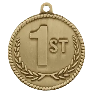 HR801G - 2" Antique Gold 1st Place High Relief Medal