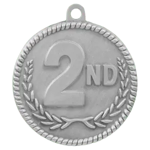 HR802S - 2" Antique Silver 2nd Place High Relief Medal