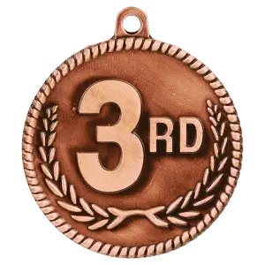 HR803B - 2" Antique Bronze 3rd Place High Relief Medal