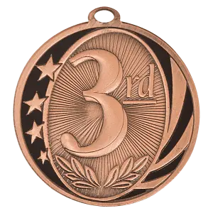 MS715B - 2" Bright Bronze 3rd Place Laserable MidNite Star Medal
