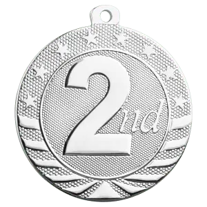 SB163 - 2" Bright Silver 2nd Place Starbrite Medal