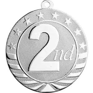 SB263 - 2 3/4" Bright Silver 2nd Place Starbrite Medal