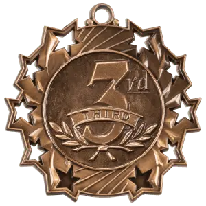 TS422B - 2 1/4" Antique Bronze 3rd Place Ten Star Medal