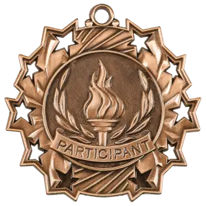 TS510B - 2 1/4" Antique Bronze Participant Ten Star Medal