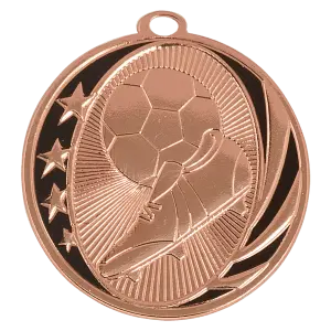 MS707B - 2" Bright Bronze Soccer Laserable MidNite Star Medal