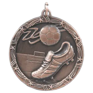 ST08B - 1 3/4" Antique Bronze Soccer Shooting Star Medal