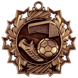 TS411B - 2 1/4" Antique Bronze Soccer Ten Star Medal