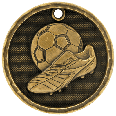2" Antique 3D Soccer Medal