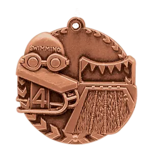STM1202B - 1 3/4" Antique Bronze Swimming Millennium Medal