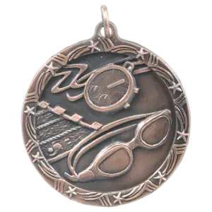 ST21B - 1 3/4" Antique Bronze Swimming Shooting Star Medal