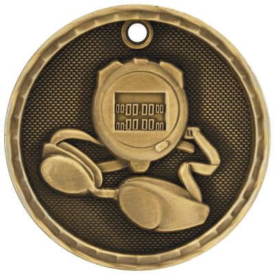 2" Antique 3D Swimming Medal