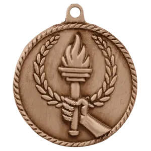 HR800B - 2" Antique Bronze Torch High Relief Medal