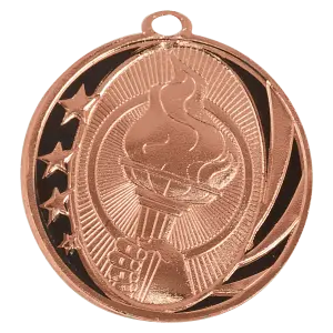 MS709B - 2" Bright Bronze Torch Laserable MidNite Star Medal