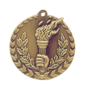 STM1200G - 1 3/4" Antique Gold Torch Millennium Medal
