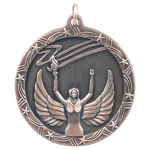ST14B - 1 3/4" Antique Bronze Victory Shooting Star Medal