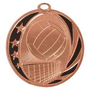 MS711B - 2" Bright Bronze Volleyball Laserable MidNite Star Medal