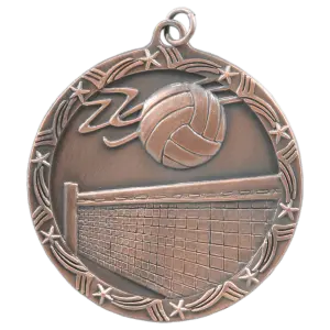 ST72B - 2 1/2" Antique Bronze Volleyball Shooting Star Medal