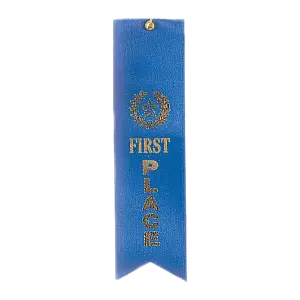 RIB01 - Blue 1st Place Carded Ribbon with String