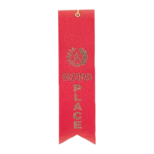 RIB02 - Red 2nd Place Carded Ribbon with String