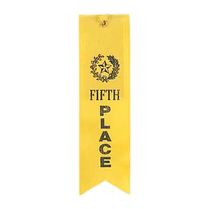 RIB05 - Yellow 5th Place Carded Ribbon with String