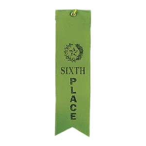 RIB06 - Green 6th Place Carded Ribbon with String