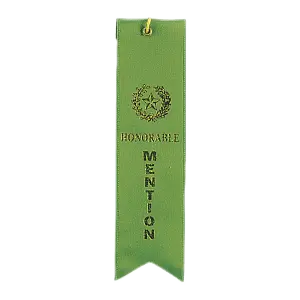 RIB21 - Honorable Mention Green Carded Ribbon with String