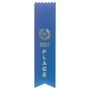 RIB31 - Blue 1st Place Pinked Top Ribbon