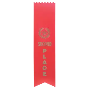 RIB32 - Red 2nd Place Pinked Top Ribbon