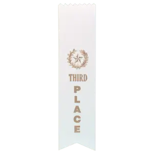 RIB33 - White 3rd Place Pinked Top Ribbon