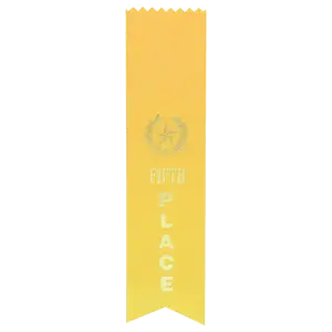 RIB35 - Yellow 5th Place Pinked Top Ribbon