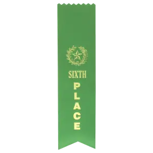 RIB36 - Green 6th Place Pinked Top Ribbon