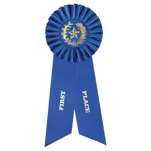 RIB61 - Blue 1st Place Rosette Ribbon