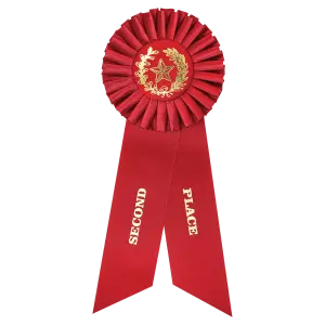 RIB62 - Red 2nd Place Rosette Ribbon