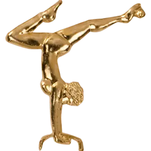 CHEN130 - Gold Female Gymnast Metal Chenille Letter Insignia