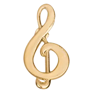 CHEN138 - Gold Music Treble Clef Metal Chenille Letter Insignia