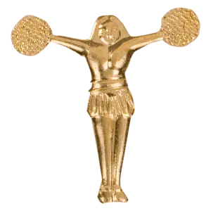 CHEN143 - Gold Pom Pom Girl Metal Chenille Letter Insignia