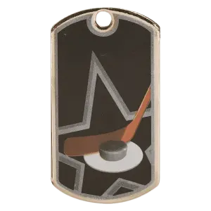 DT106 - 2" Black/Silver Hockey Laserable Star Dog Tag