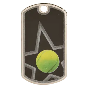 DT109 - 2" Black/Silver Tennis Laserable Star Dog Tag