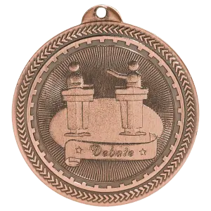 BL305B - 2" Antique Bronze Debate Laserable BriteLazer Medal