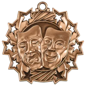TS503B - 2 1/4" Antique Bronze Drama Ten Star Medal