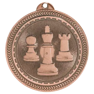 BL304B - 2" Antique Bronze Chess Laserable BriteLazer Medal