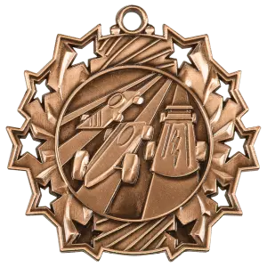 TS512B - 2 1/4" Antique Bronze Pinewood Derby Ten Star Medal