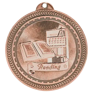 BL315B - 2" Antique Bronze Reading Laserable BriteLazer Medal