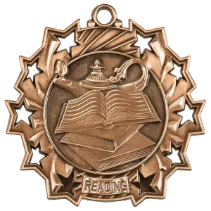 TS513B - 2 1/4" Antique Bronze Reading Ten Star Medal