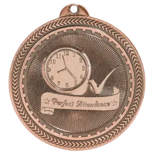 BL314B - 2" Antique Bronze Perfect Attendance Laserable BriteLazer Medal