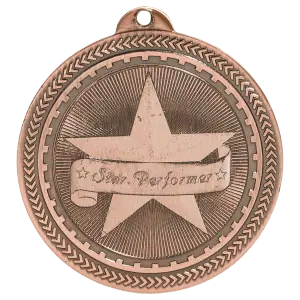 BL320B - 2" Antique Bronze Star Performer Laserable BriteLazer Medal