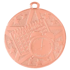 SS509B - 2" Bronze Superstar Perfect Attendance Medal