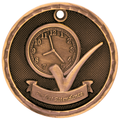 2" Antique 3D Perfect Attendance Medal