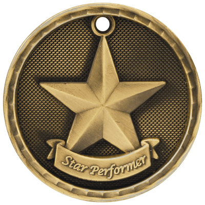 2" Antique 3D Star Performer Medal