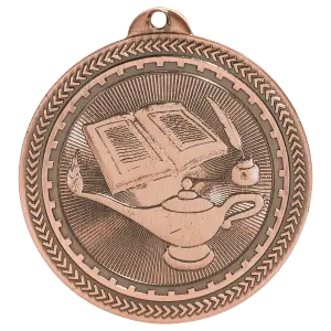 BL309B - 2" Antique Bronze Lamp of Knowledge Laserable BriteLazer Medal
